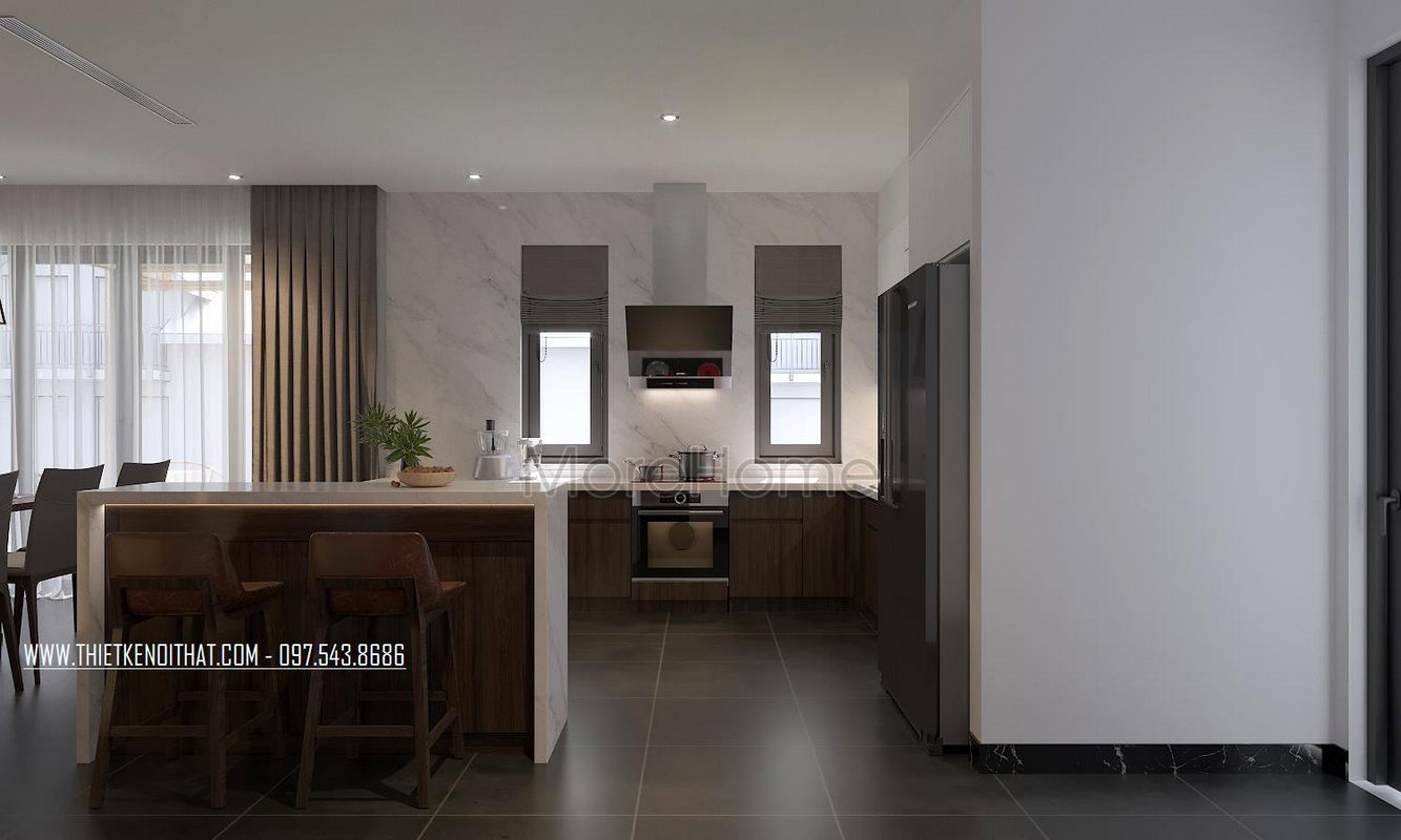 Thiết kế nội thất phòng bếp biệt thự Ecopark Văn Giang 